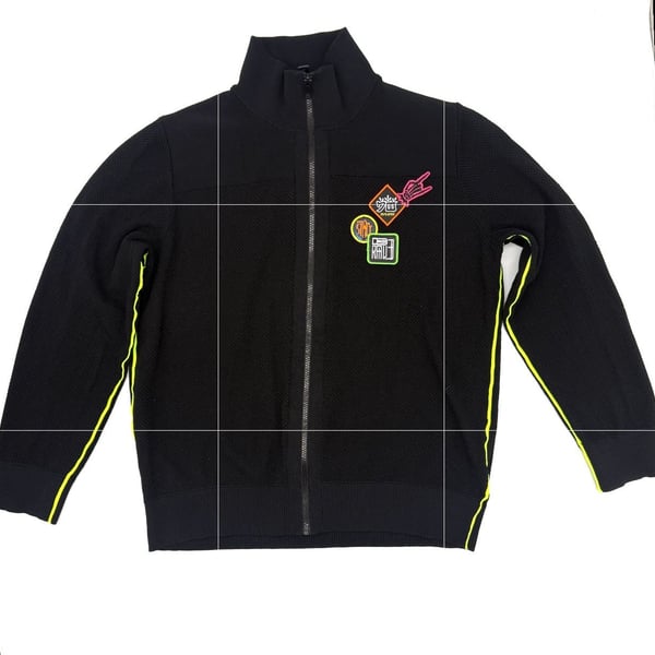 Diesel Full Zip Knit Jacket Black Patches
