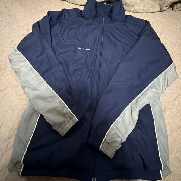 Reebok Men's Size M Navy and Grey Full Zip Track Jacket