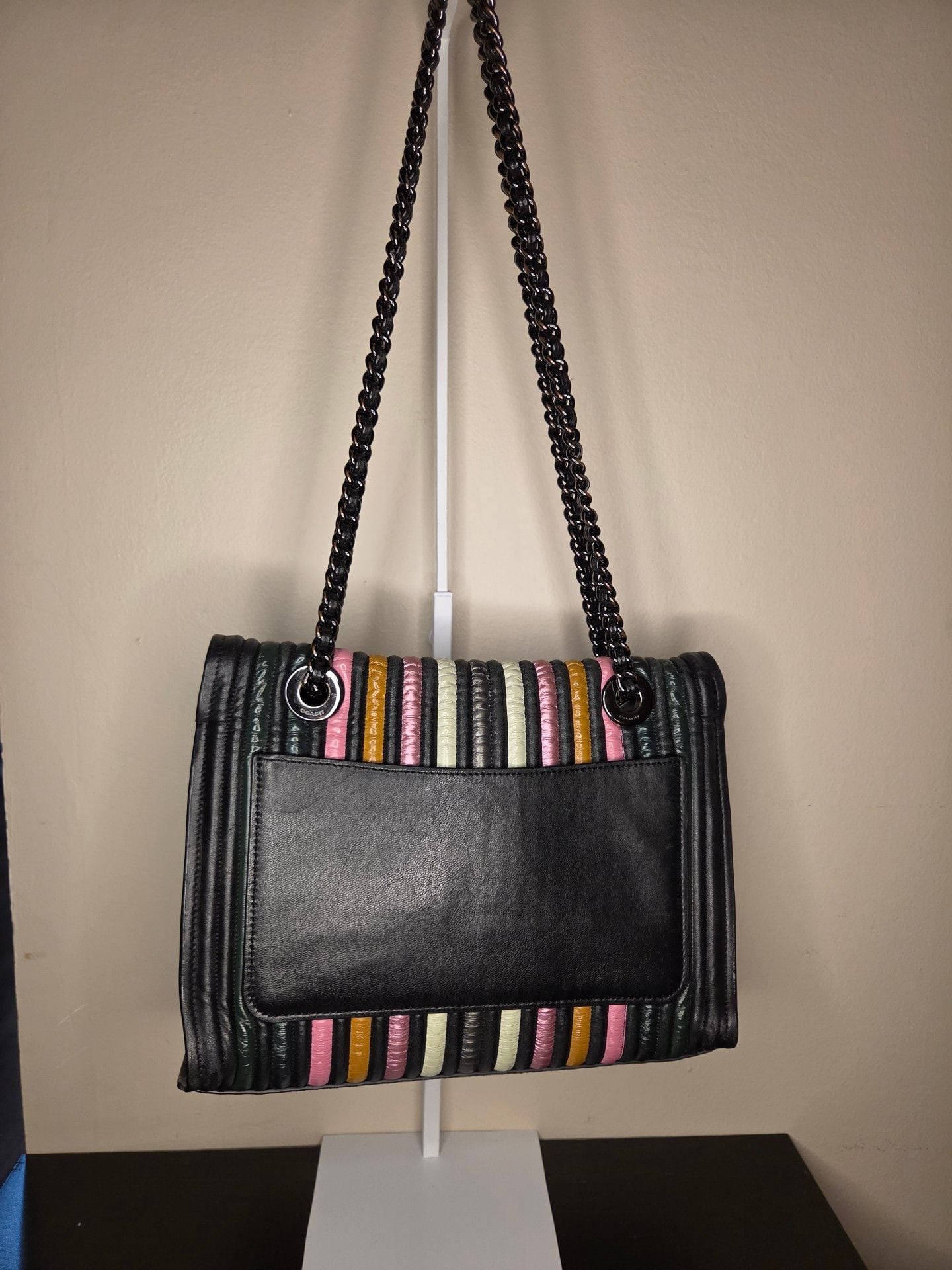 Coach Rainbow Parker With Colorblock Quilting And Rivets Leather Bag 3
