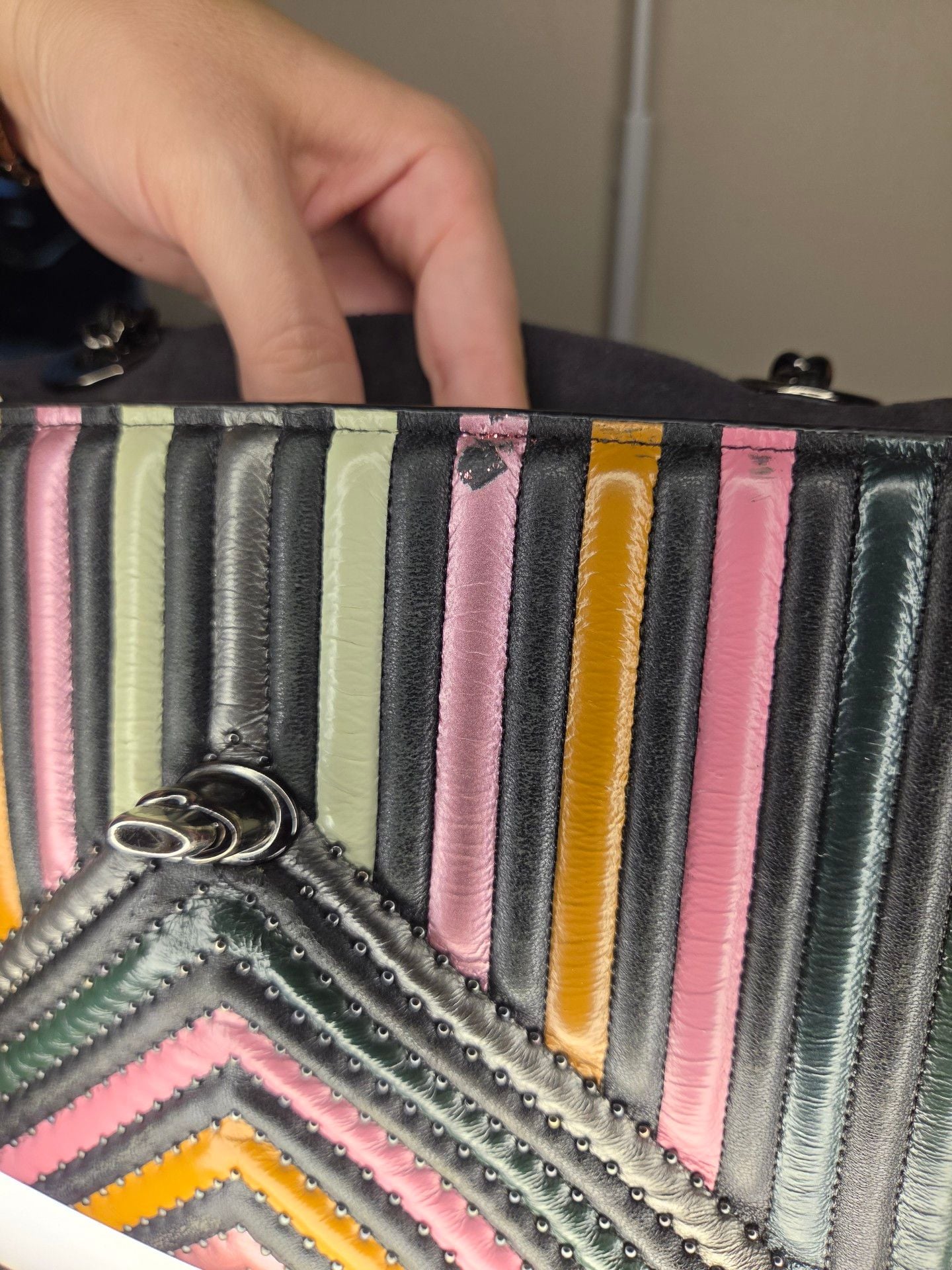Coach Rainbow Parker With Colorblock Quilting And Rivets Leather Bag 12