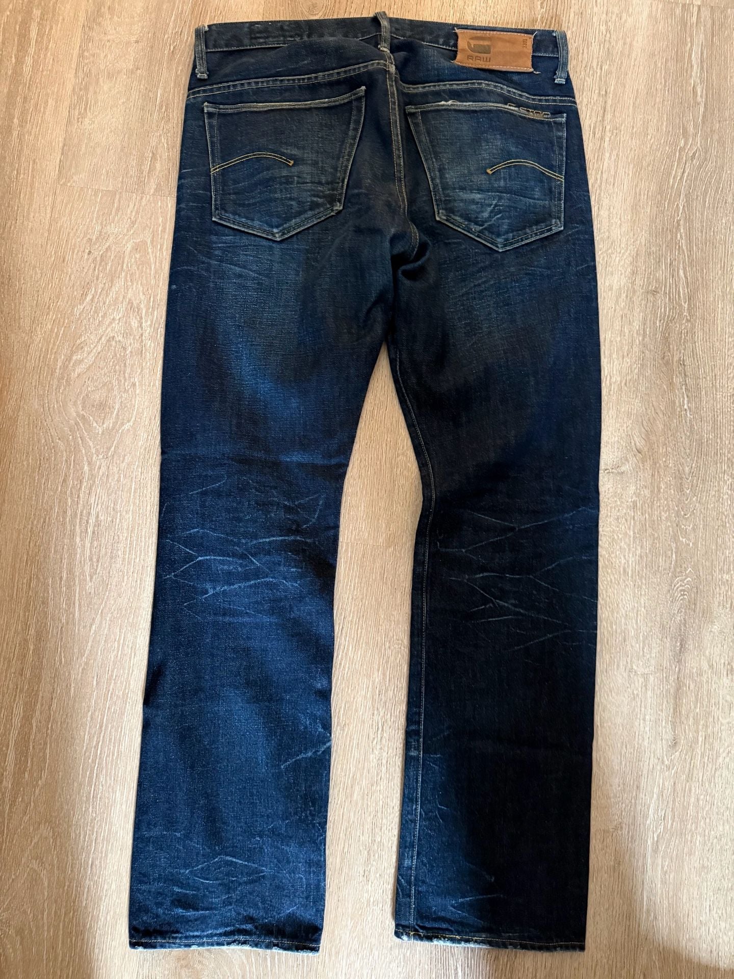 G-Star Raw 3301 Jeans 33x32 Dark Wash Distressed Straight Leg Denim 3