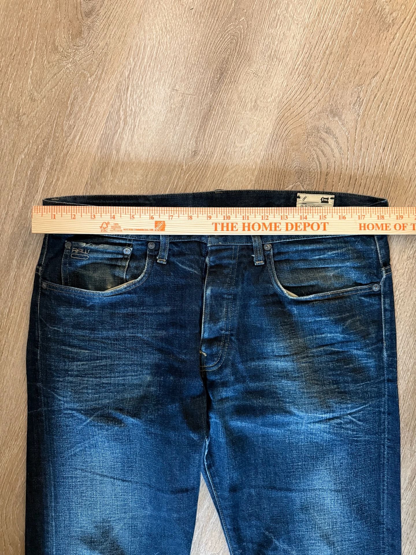G-Star Raw 3301 Jeans 33x32 Dark Wash Distressed Straight Leg Denim 4