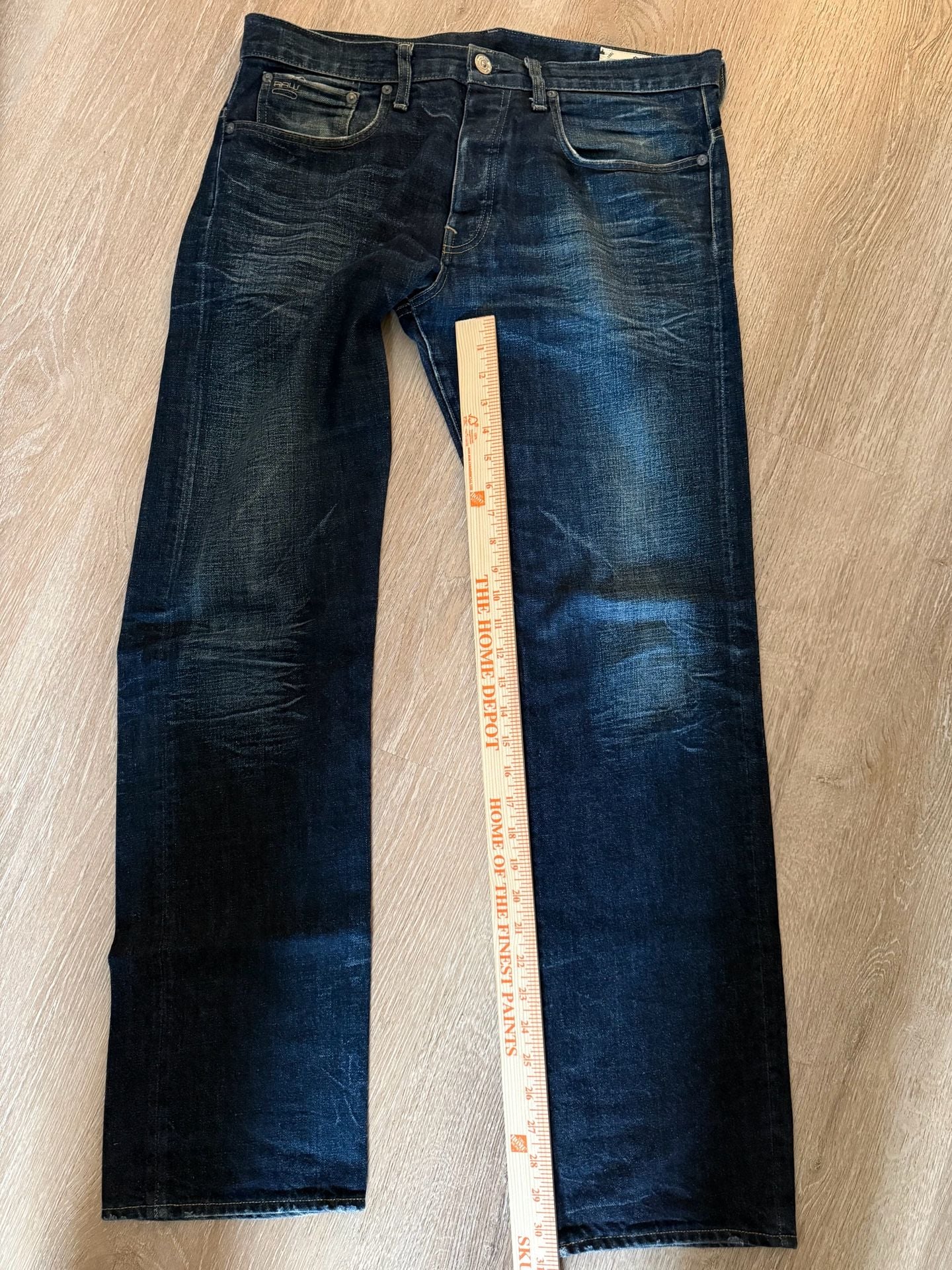 G-Star Raw 3301 Jeans 33x32 Dark Wash Distressed Straight Leg Denim 5