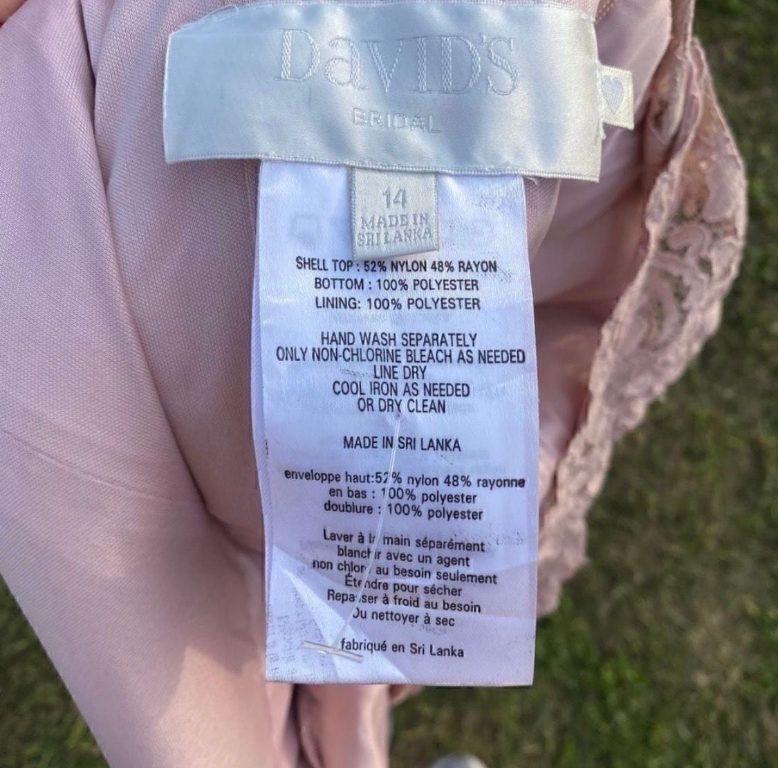 David's Bridal One-Shoulder Lace Chiffon Midi Dress Pink 8