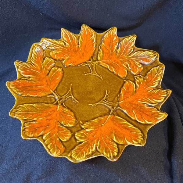 MCM Calif USA Pottery Leaf Platter 372 373 Ceramic Fall Decor Thanksgiving tray