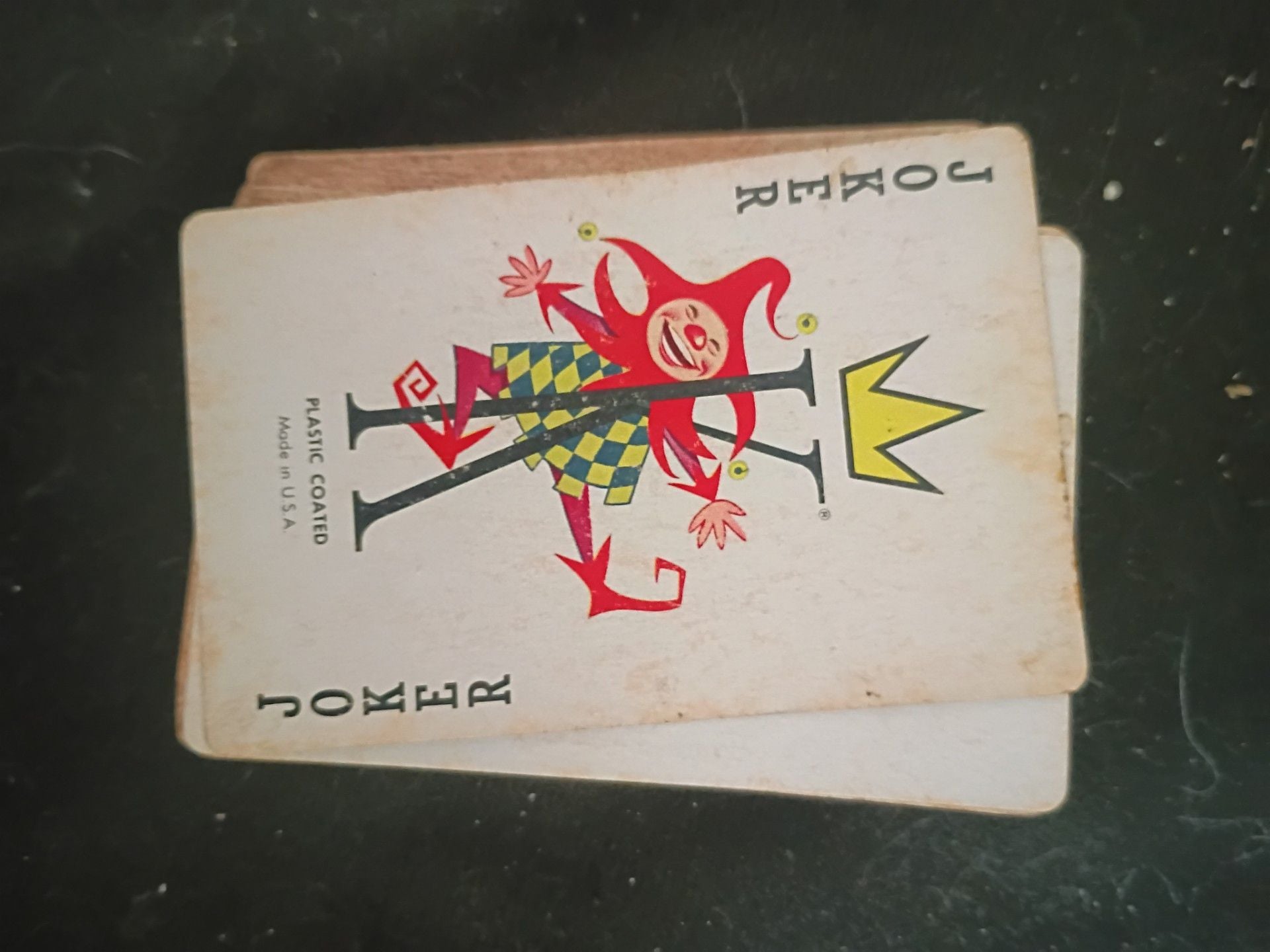Vintage Plastic Coated Playing Cards Red CU Back Jokers Included 4