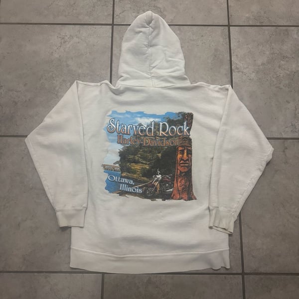 Harley Davidson Starved Rock Hoodie Size M White