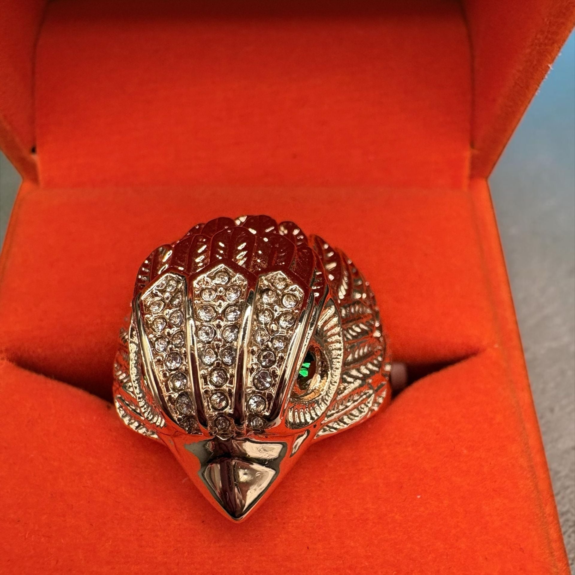 Kurt Geiger Eagle Ring Size 9 Gold Pave Crystal 7