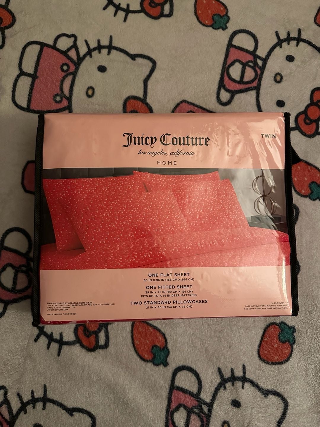 Juicy Couture Twin Sheet Set Twin Red Heart Repeating Pattern 1