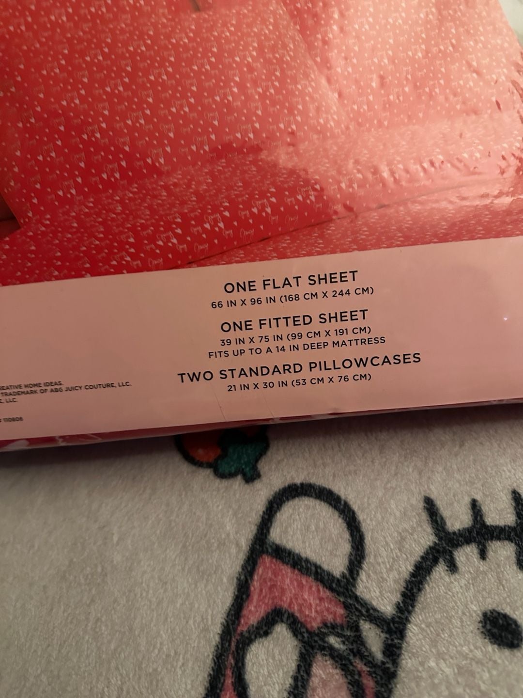 Juicy Couture Twin Sheet Set Twin Red Heart Repeating Pattern 3