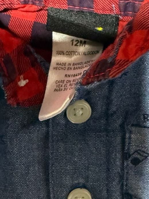 Little Rebels Button-Down Shirt Size 12M Blue Rock Guitar Print 4