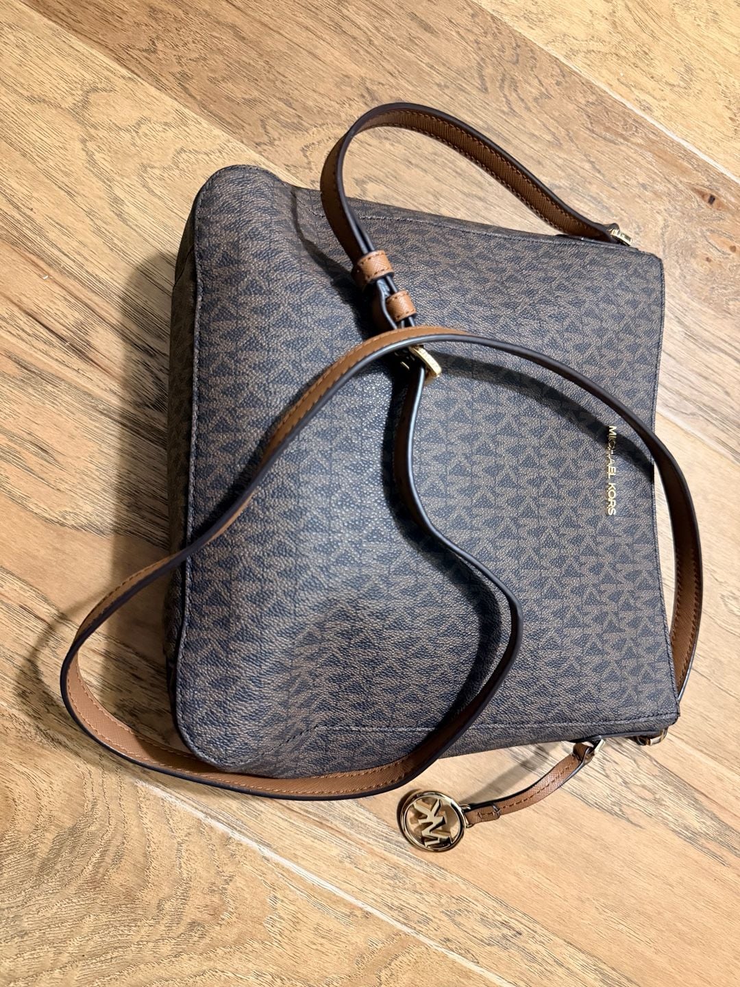 Michael Kors Jet Set Travel Large Messenger Bag Brown PVC 6