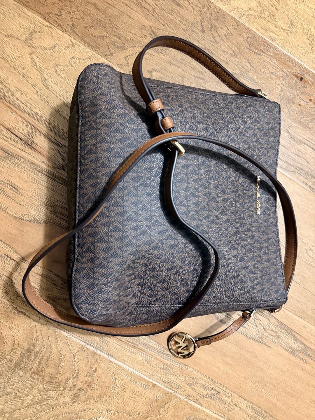 Michael Kors Jet Set Travel Large Messenger Bag Brown PVC 7