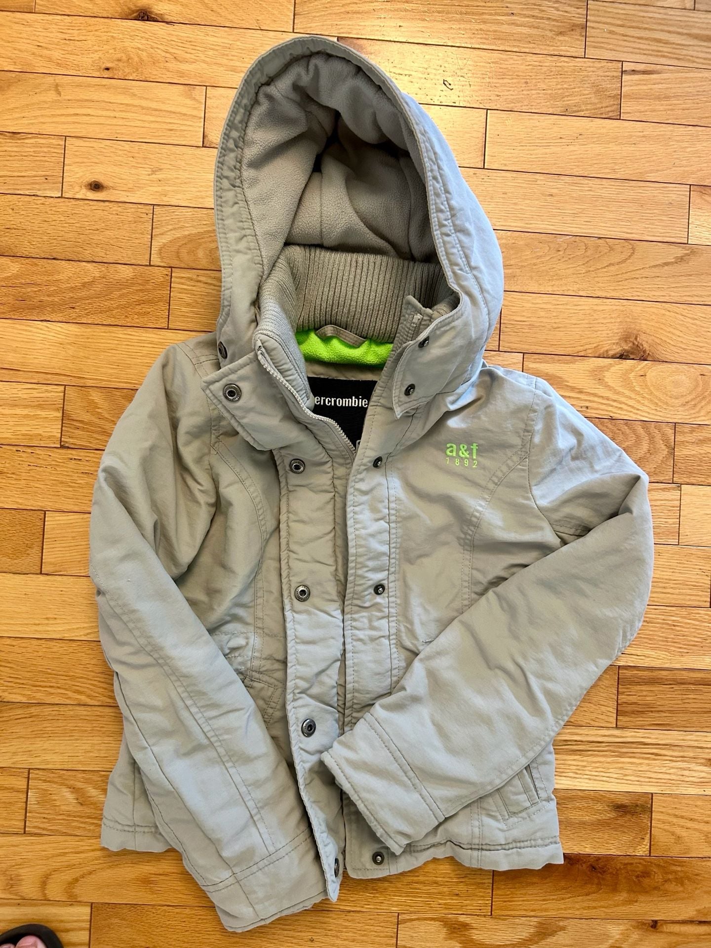 Abercrombie & Fitch Winter Jacket Size M Gray Hooded 4