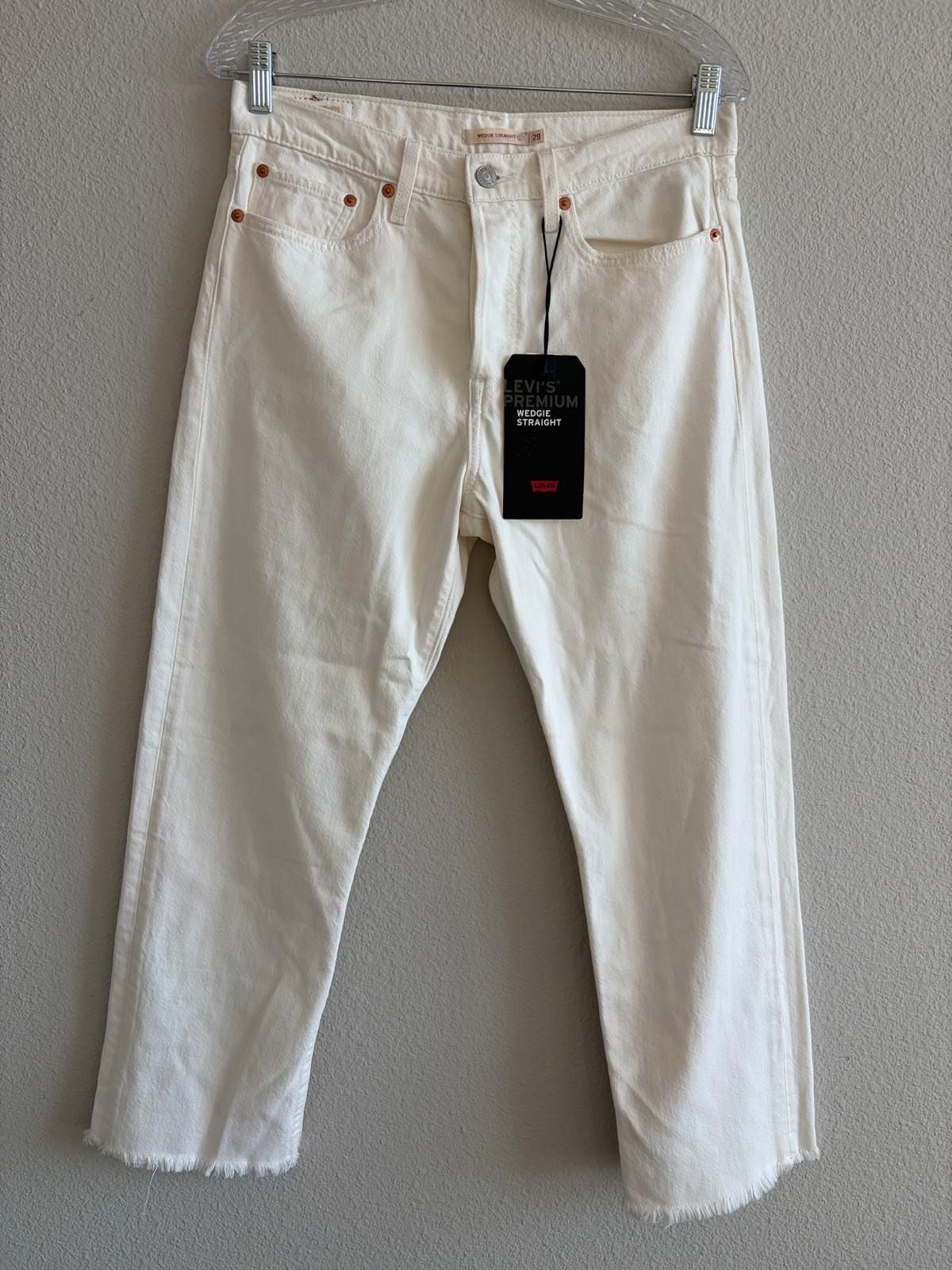 Levi's Wedgie Straight Size 29 White Denim Jeans 2