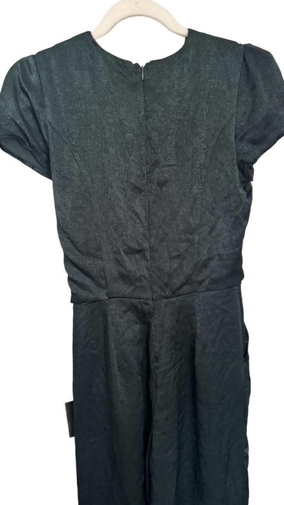 Lulus Tie Front Jumpsuit Size XS Hunter Green Satin homecoming  7