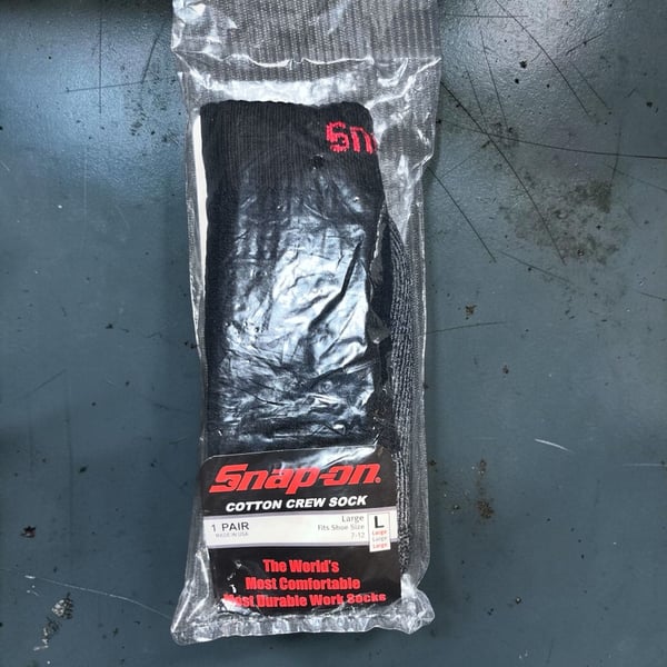 New Snap On Cotton Crew Sock 1 Pair Black Size Large Fits Men's Shoe Size 7-12