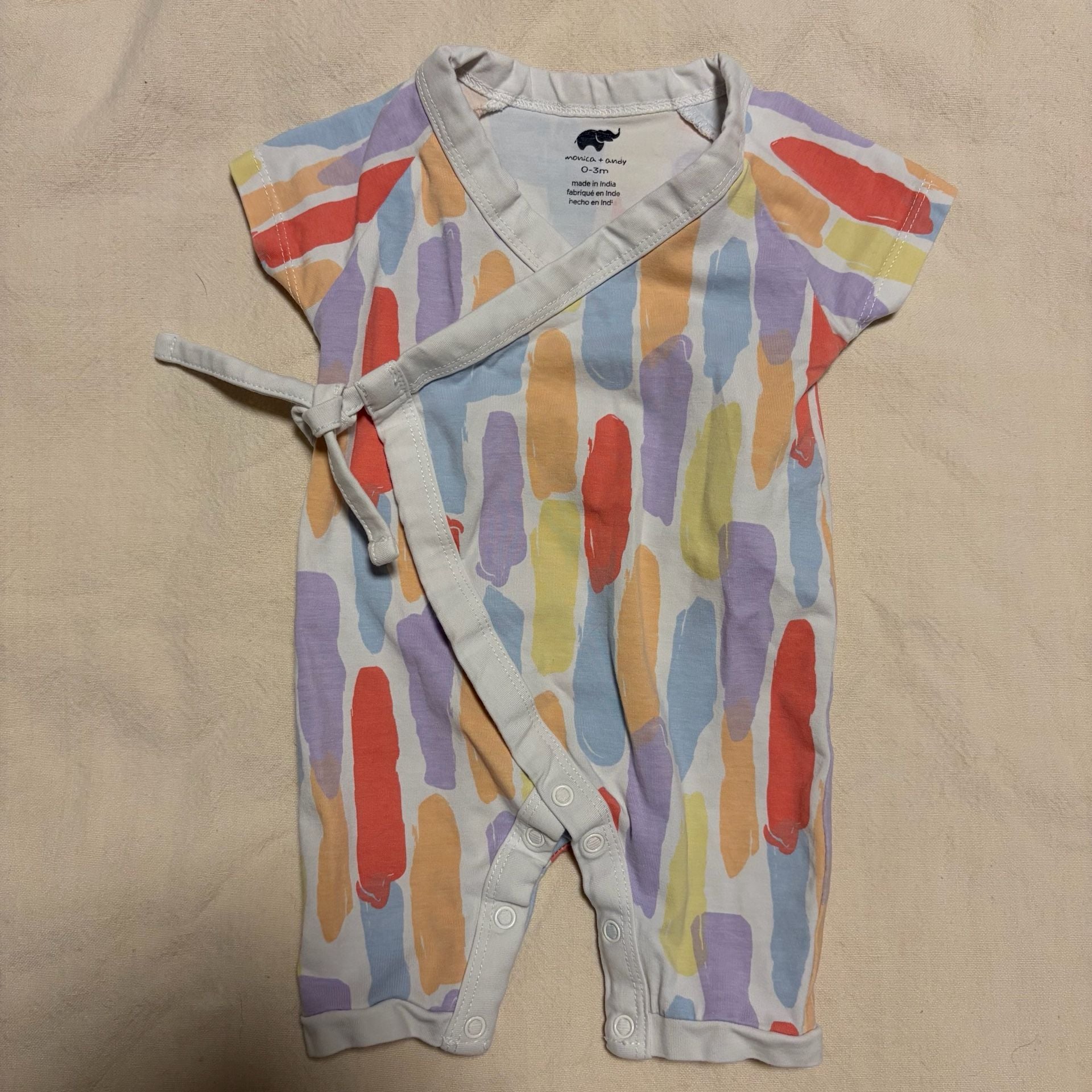 Monica + Andy Kimono Romper Size 0-3m Pastel Brushstrokes 2