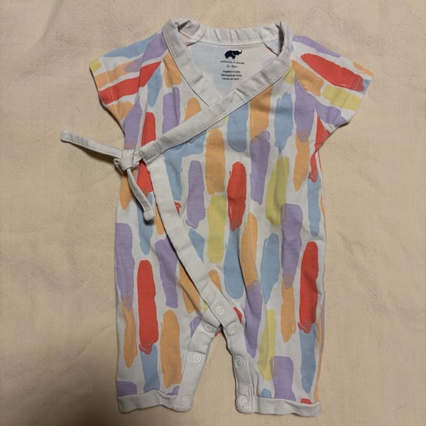 Monica + Andy Kimono Romper Size 0-3m Pastel Brushstrokes