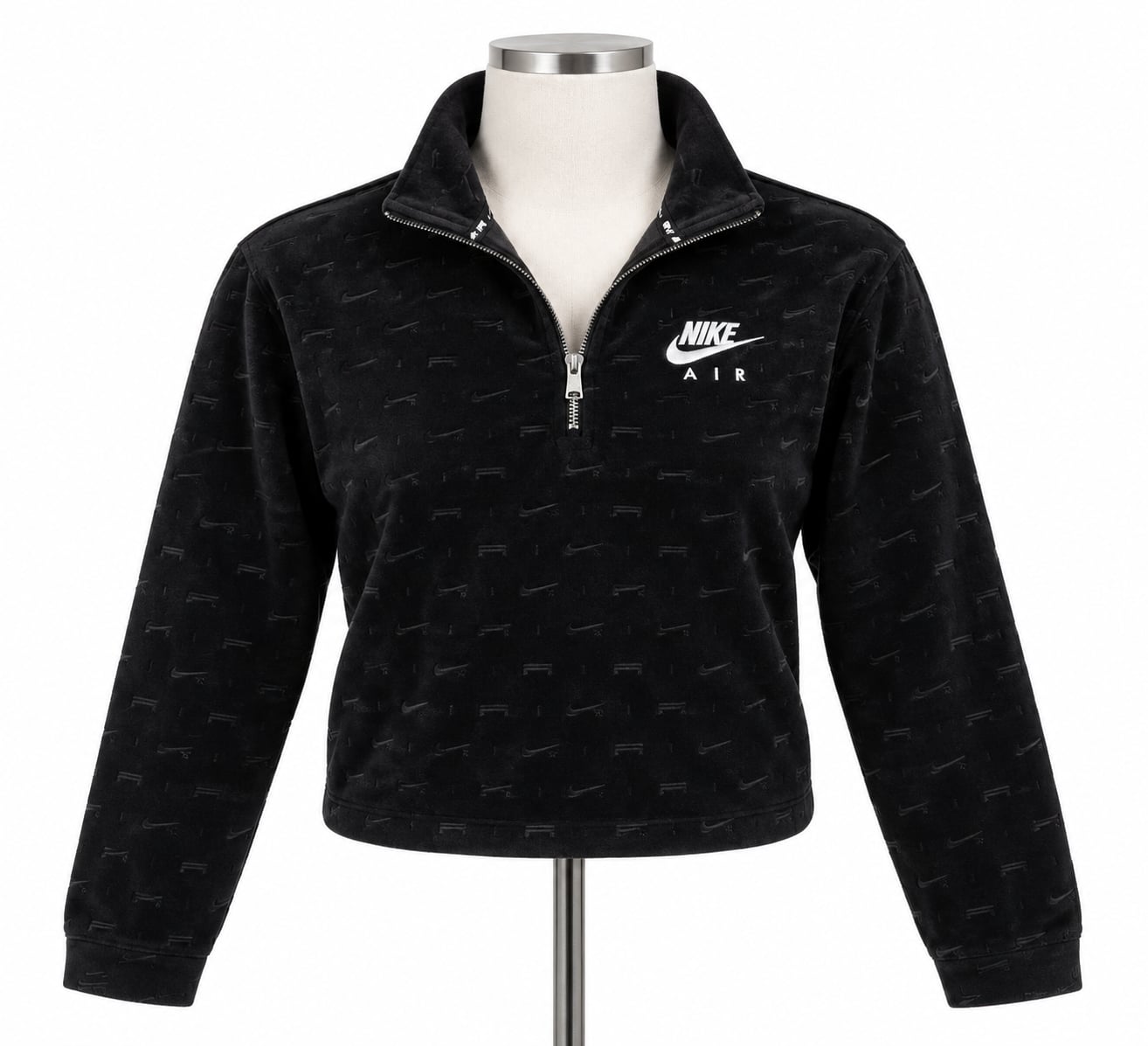 Nike Air Velour 1/4-Zip Long-Sleeve Top Black 1198 2