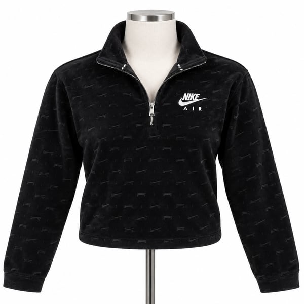 Nike Air Velour 1/4-Zip Long-Sleeve Top Black 1198