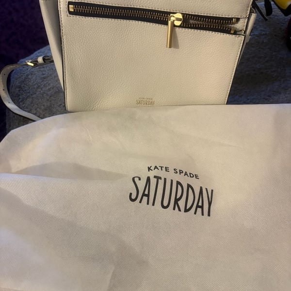 Kate Spade Saturday Zipline Satchel White Leather Crossbody Bag