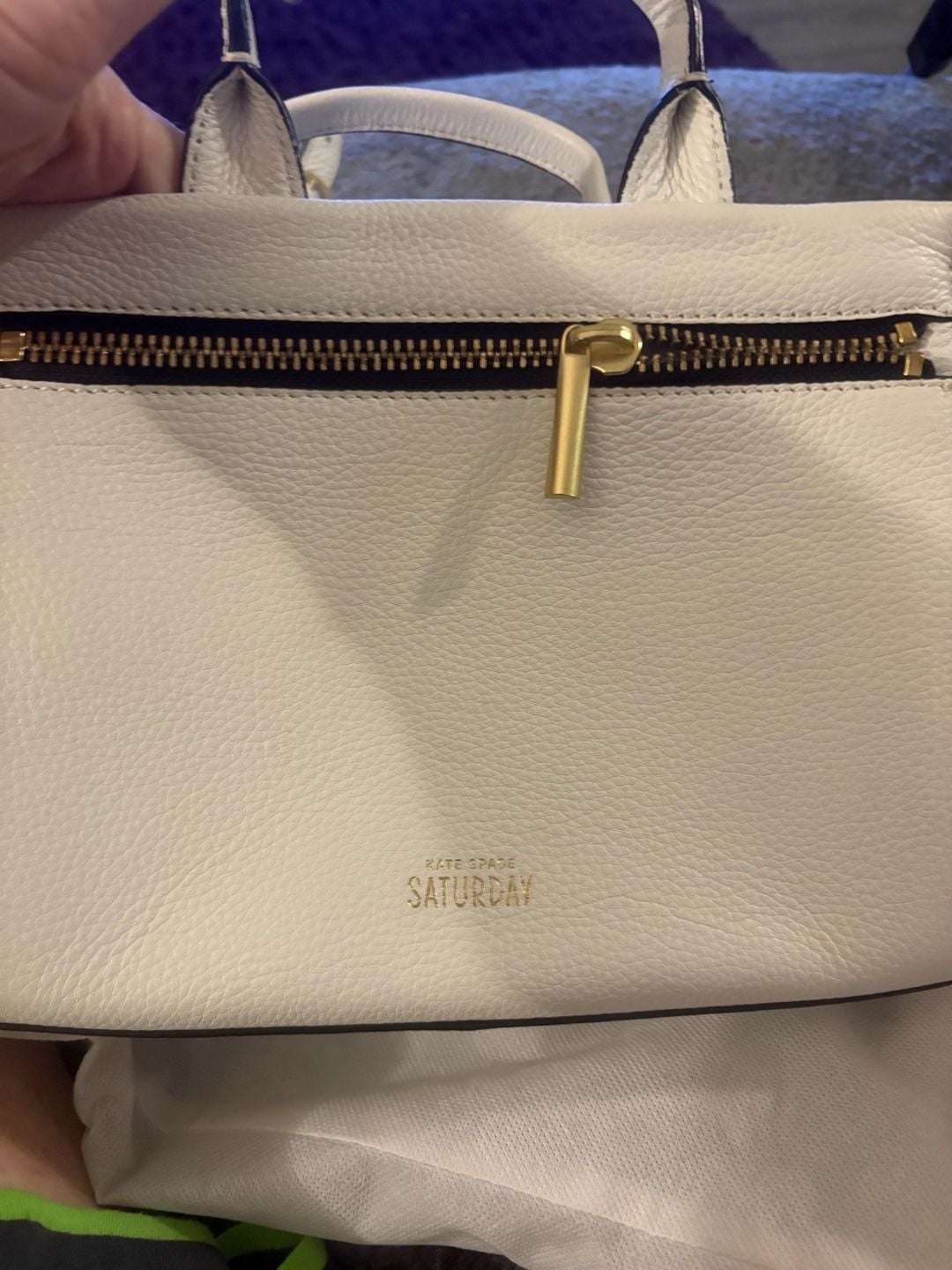 Kate Spade Saturday Zipline Satchel White Leather Crossbody Bag 3