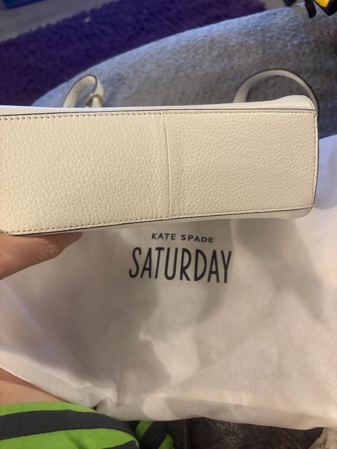 Kate Spade Saturday Zipline Satchel White Leather Crossbody Bag 4