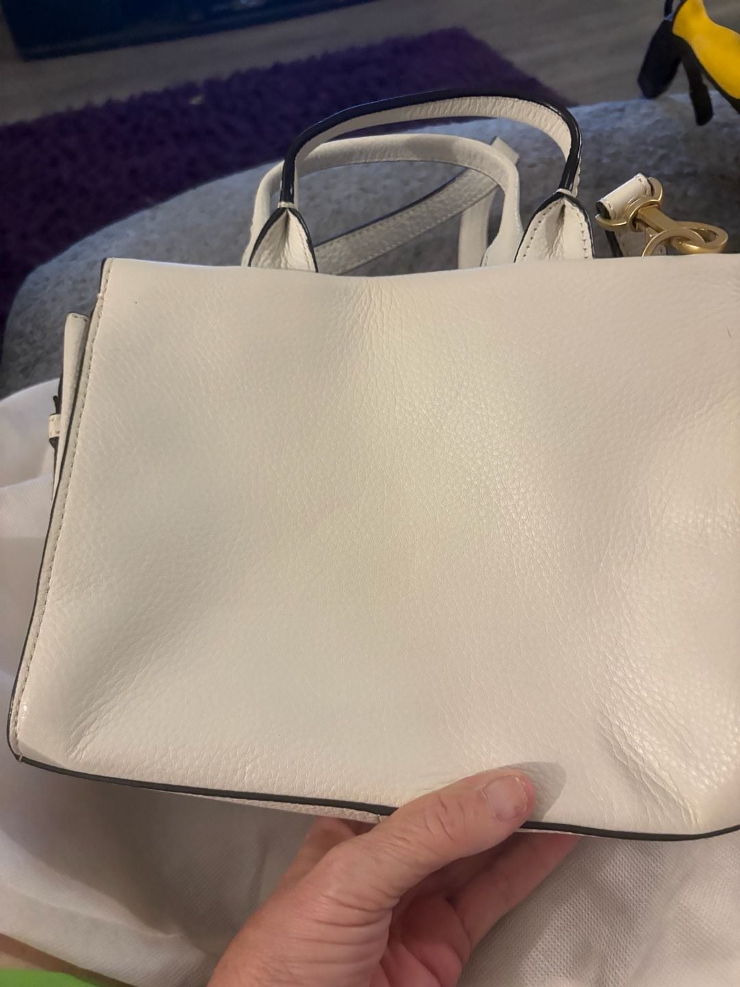 Kate Spade Saturday Zipline Satchel White Leather Crossbody Bag 5
