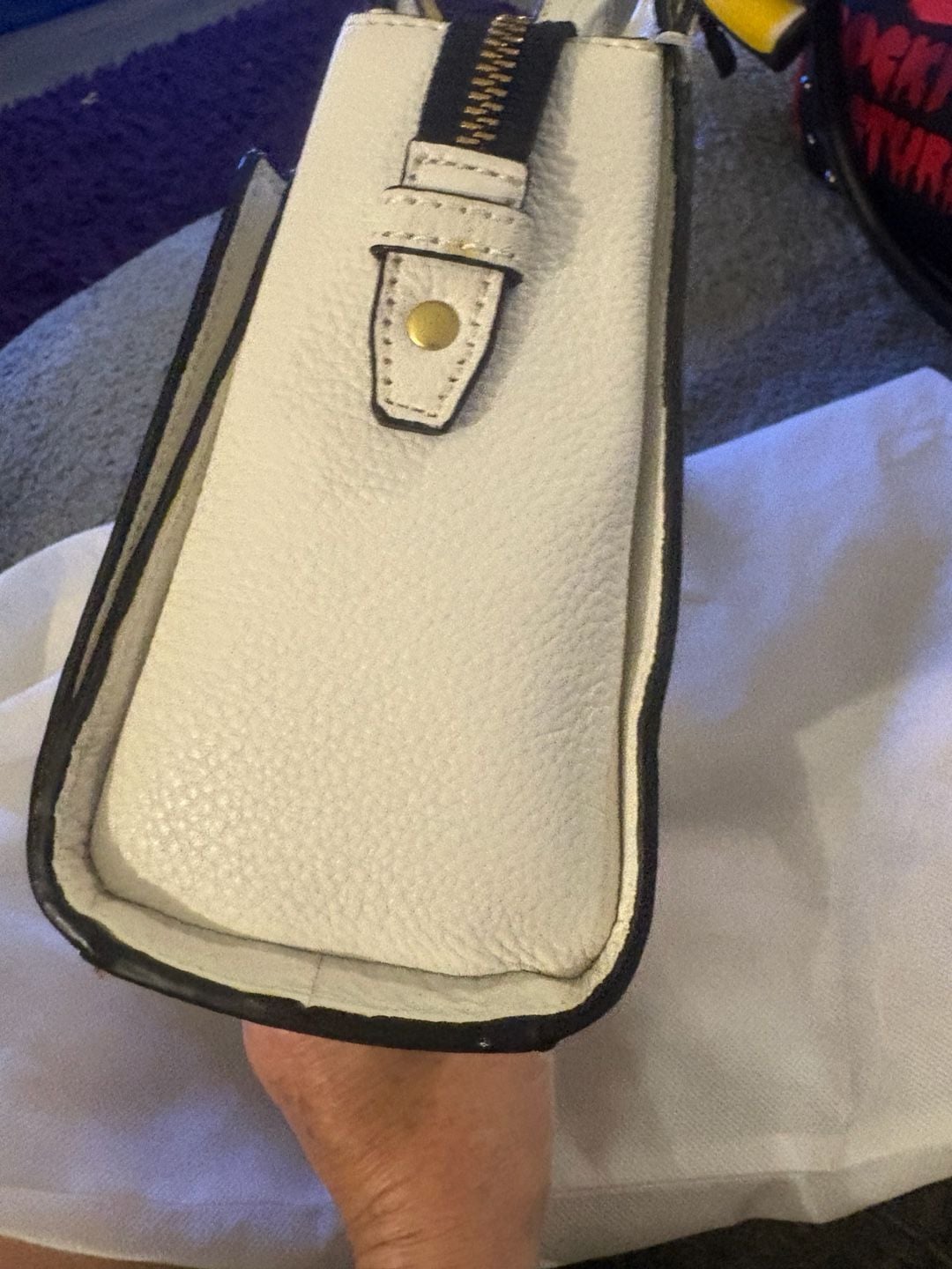 Kate Spade Saturday Zipline Satchel White Leather Crossbody Bag 6