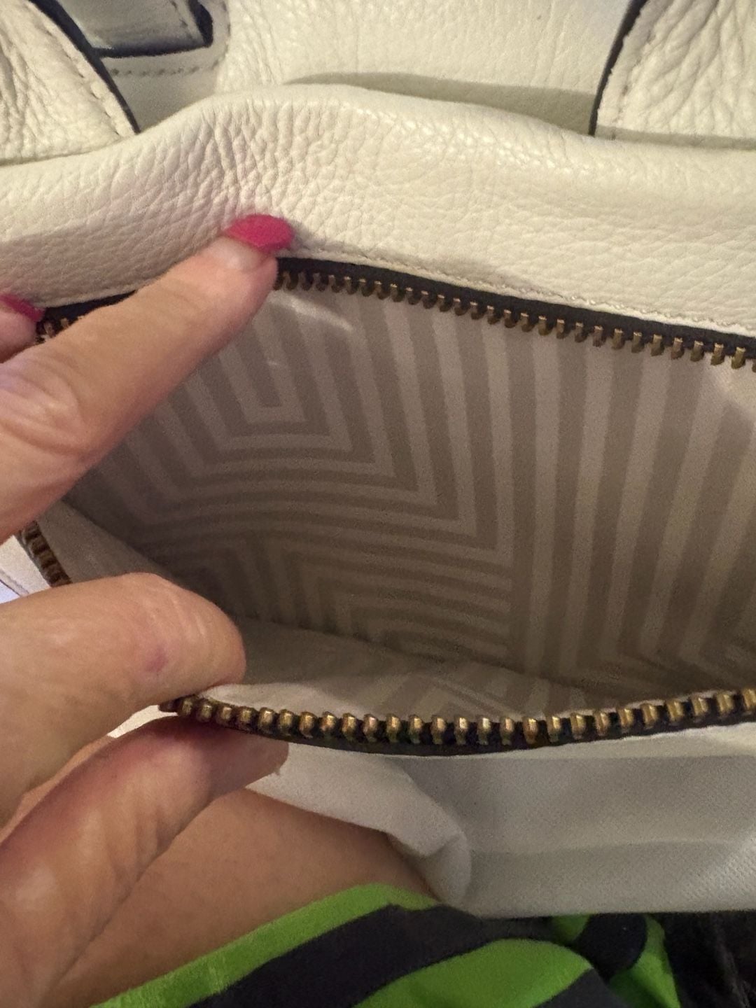 Kate Spade Saturday Zipline Satchel White Leather Crossbody Bag 7
