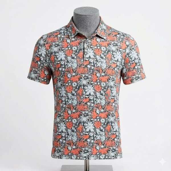 TravisMathew Featherweight Sands Tropical Floral Knit Polo Shirt Men's XL. 1210