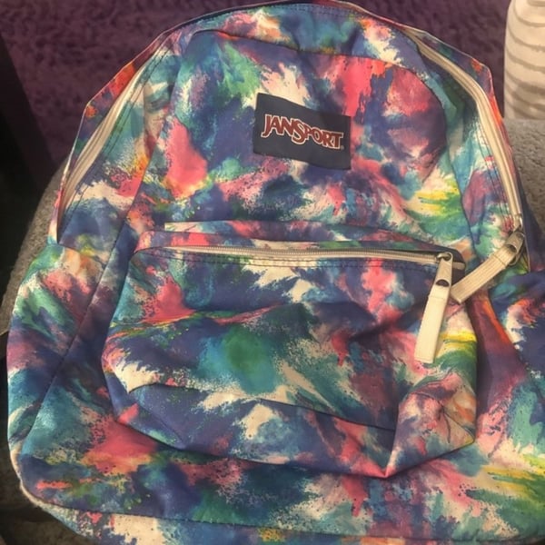 JanSport SuperBreak Backpack Multi Color Paint Splatter Tie Dye