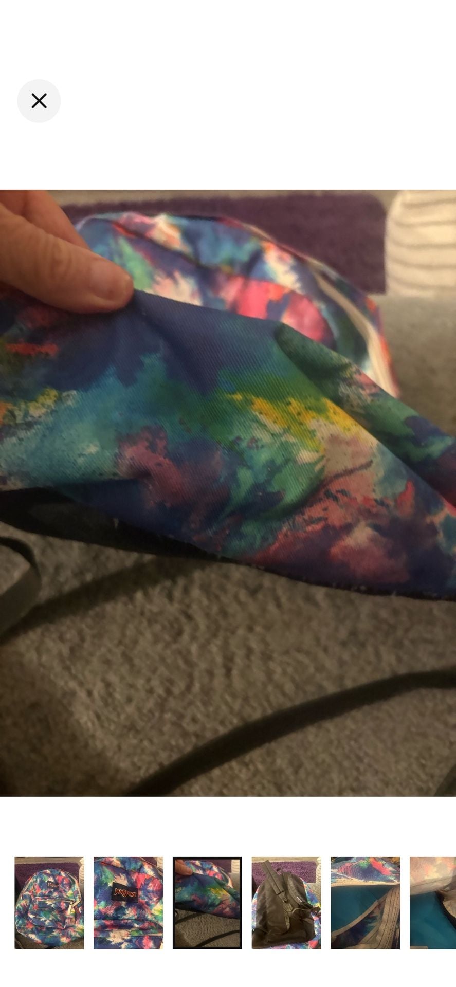 JanSport SuperBreak Backpack Multi Color Paint Splatter Tie Dye 4
