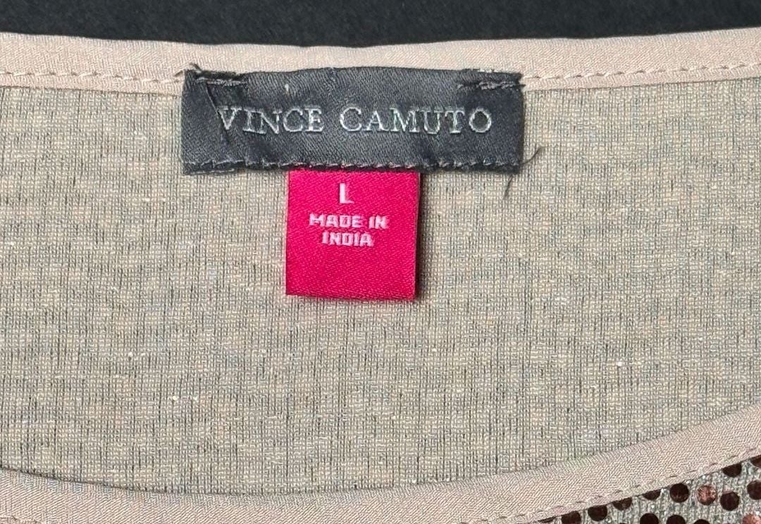 Vince Camuto Women's Sequin Bell Sleeve Top Pink Size Large 3