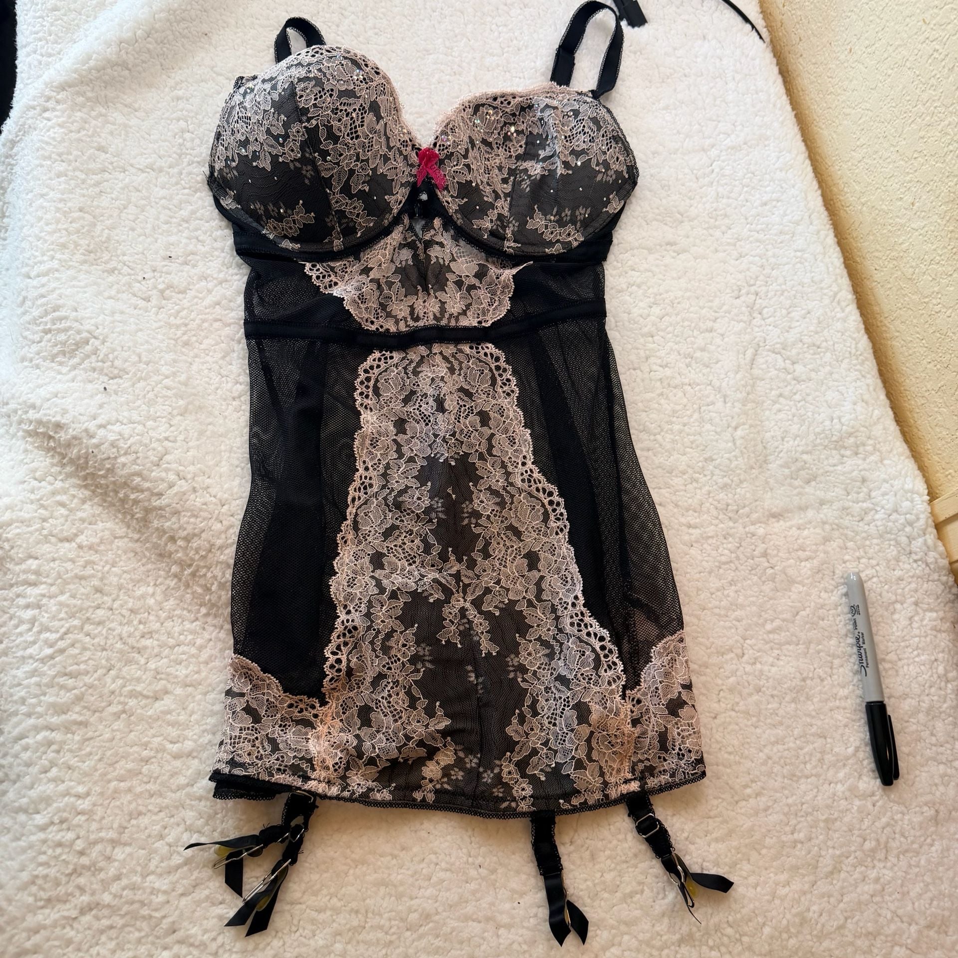 Victoria's Secret Lace Bustier Size 36C Black 2