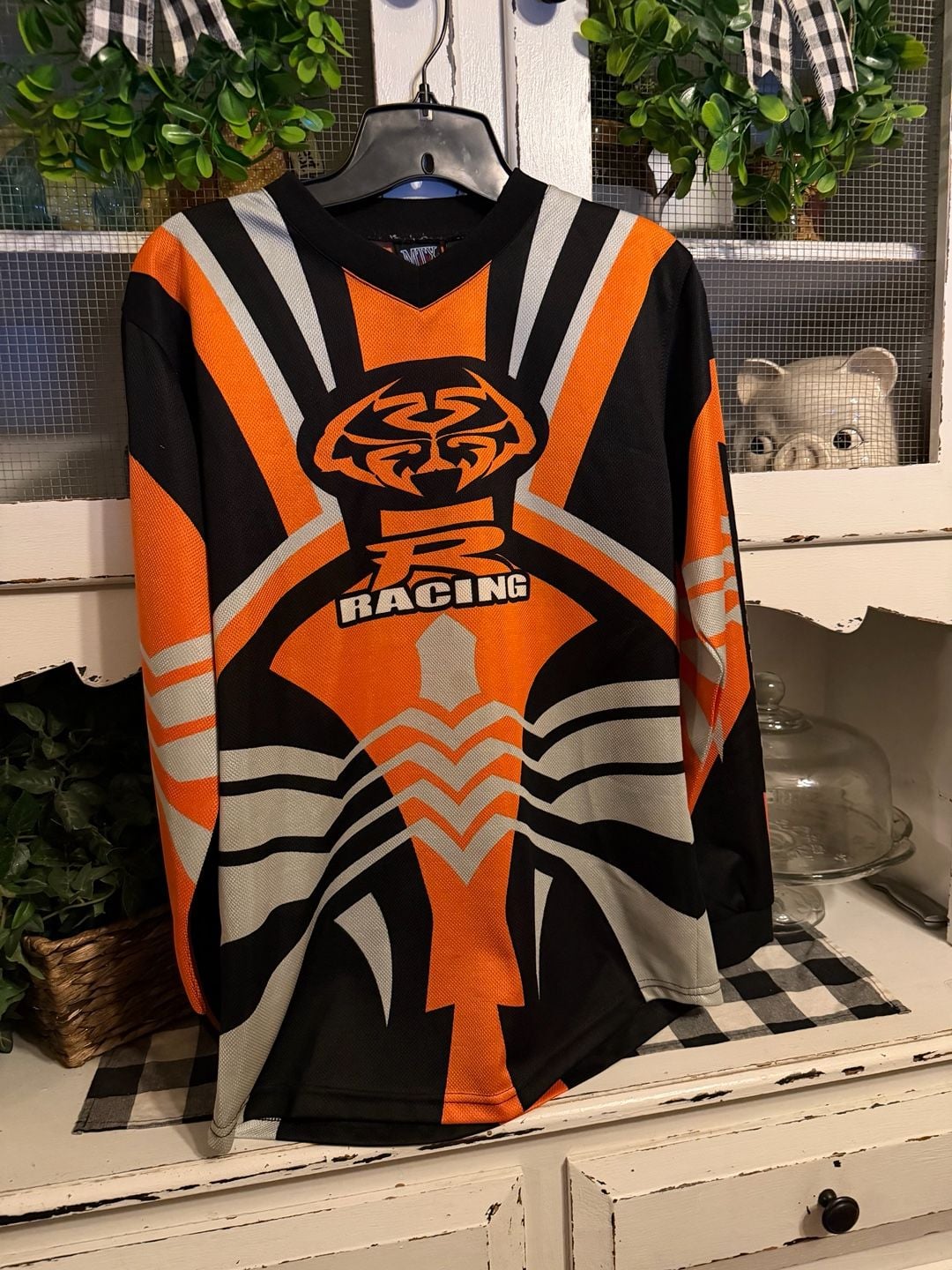 MTX Motocross Jersey Size youth L 14-16 Orange Black Long Sleeve Riding Shirt 2