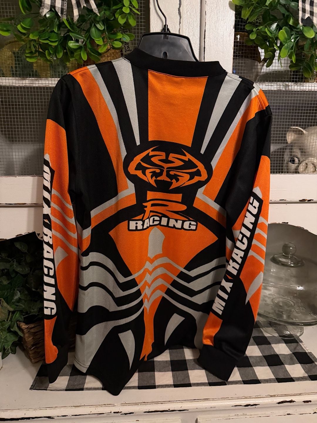 MTX Motocross Jersey Size youth L 14-16 Orange Black Long Sleeve Riding Shirt 5