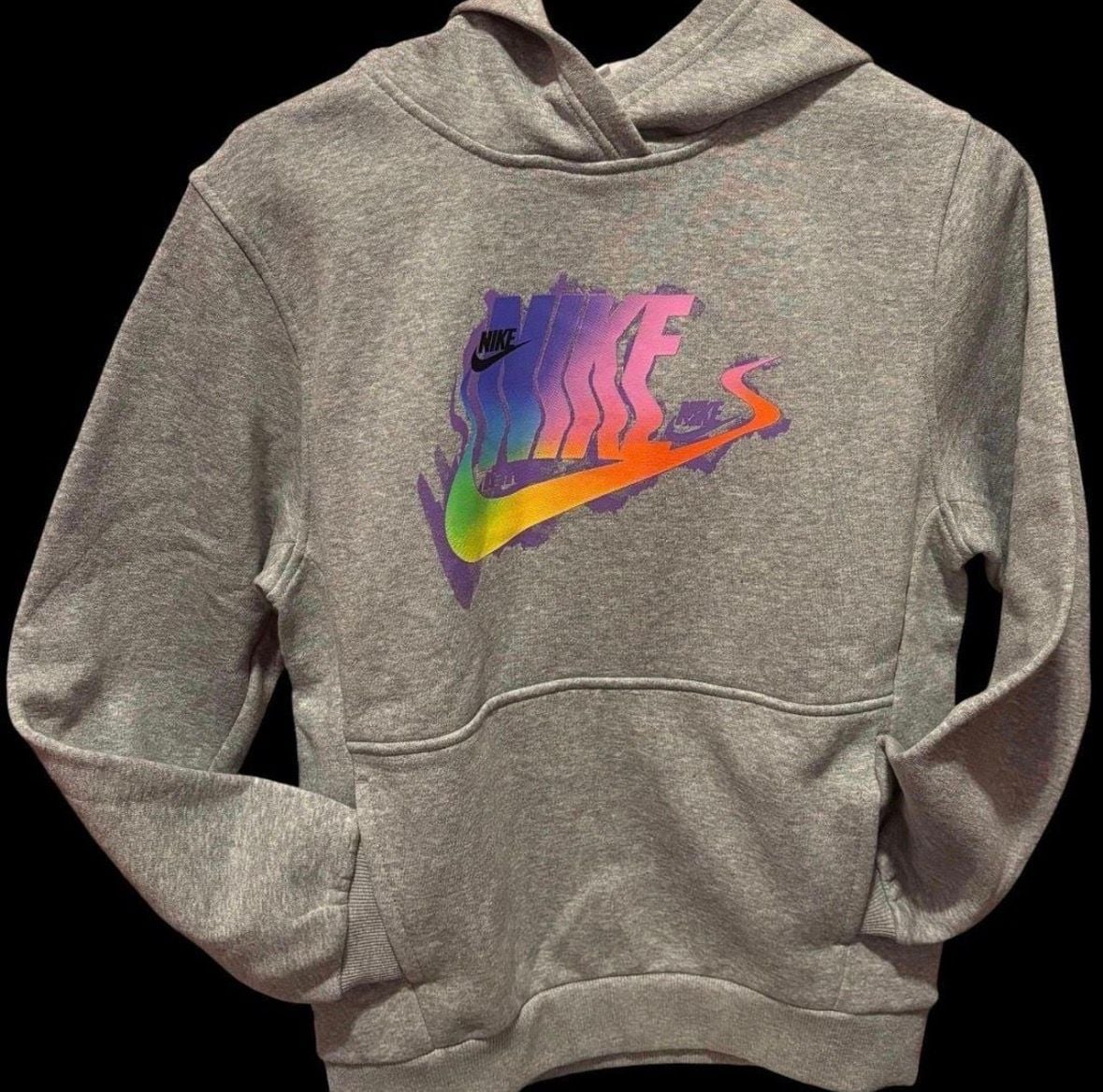 Nike Hoodie Sweatshirt Size XL Gray Rainbow Logo 2