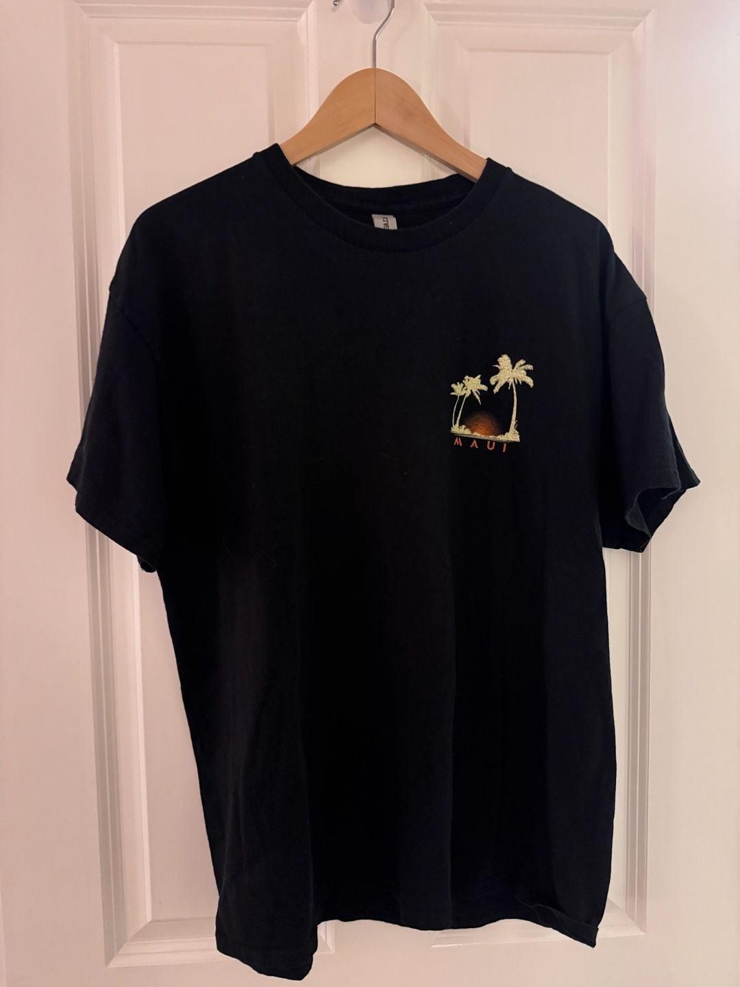 Gildan Maui Hawaii Sunset Palm Tree Graphic T-Shirt XL Black 2