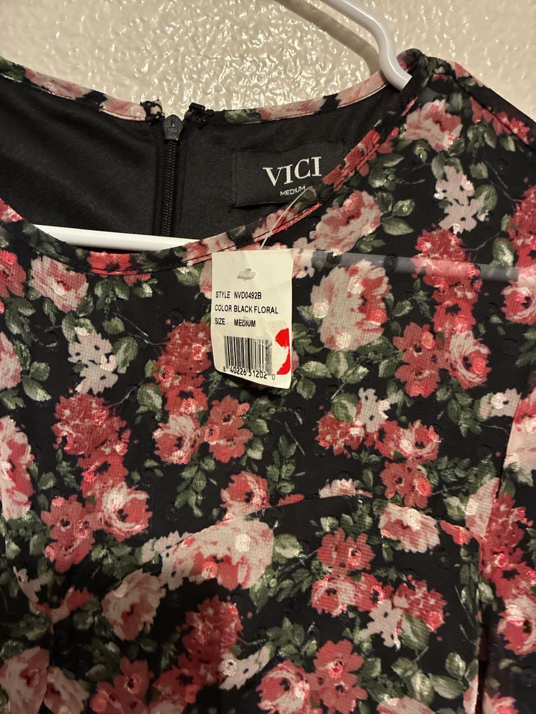 VICI Dress Medium Black Floral Long Sleeve Ruched Mini Y2K cottagecore fairy coquette 4
