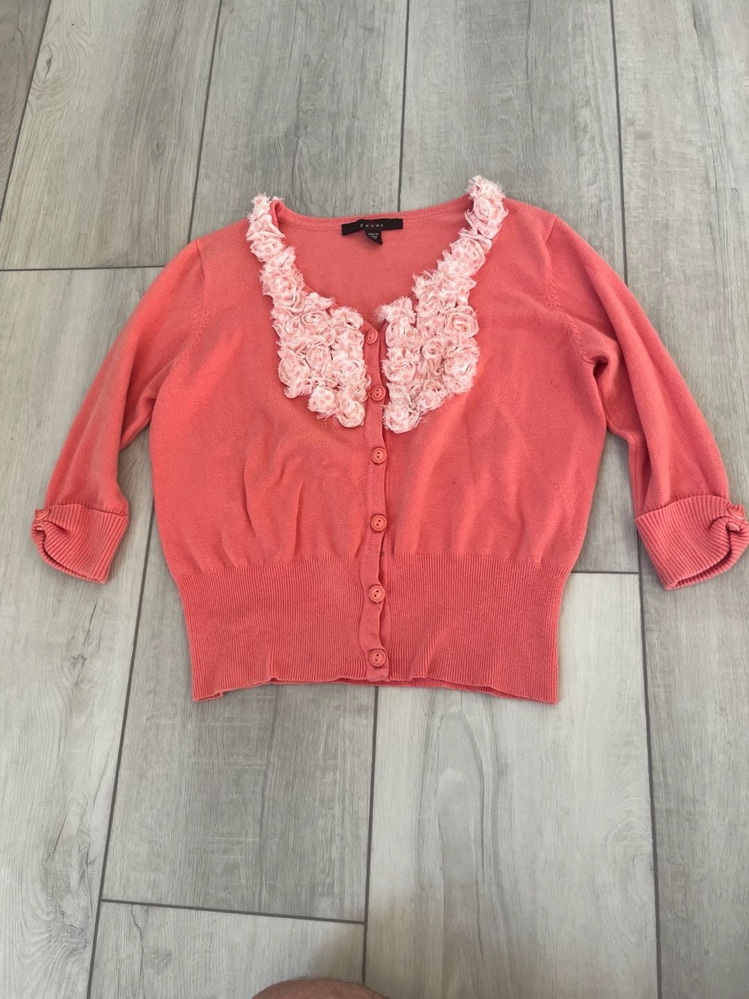 Fever Cardigan Coral Rosette Collar Sweater 2