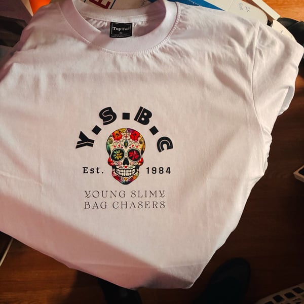 TopTee Y.S.B.C Sugar Skull Graphic T-Shirt Size M White