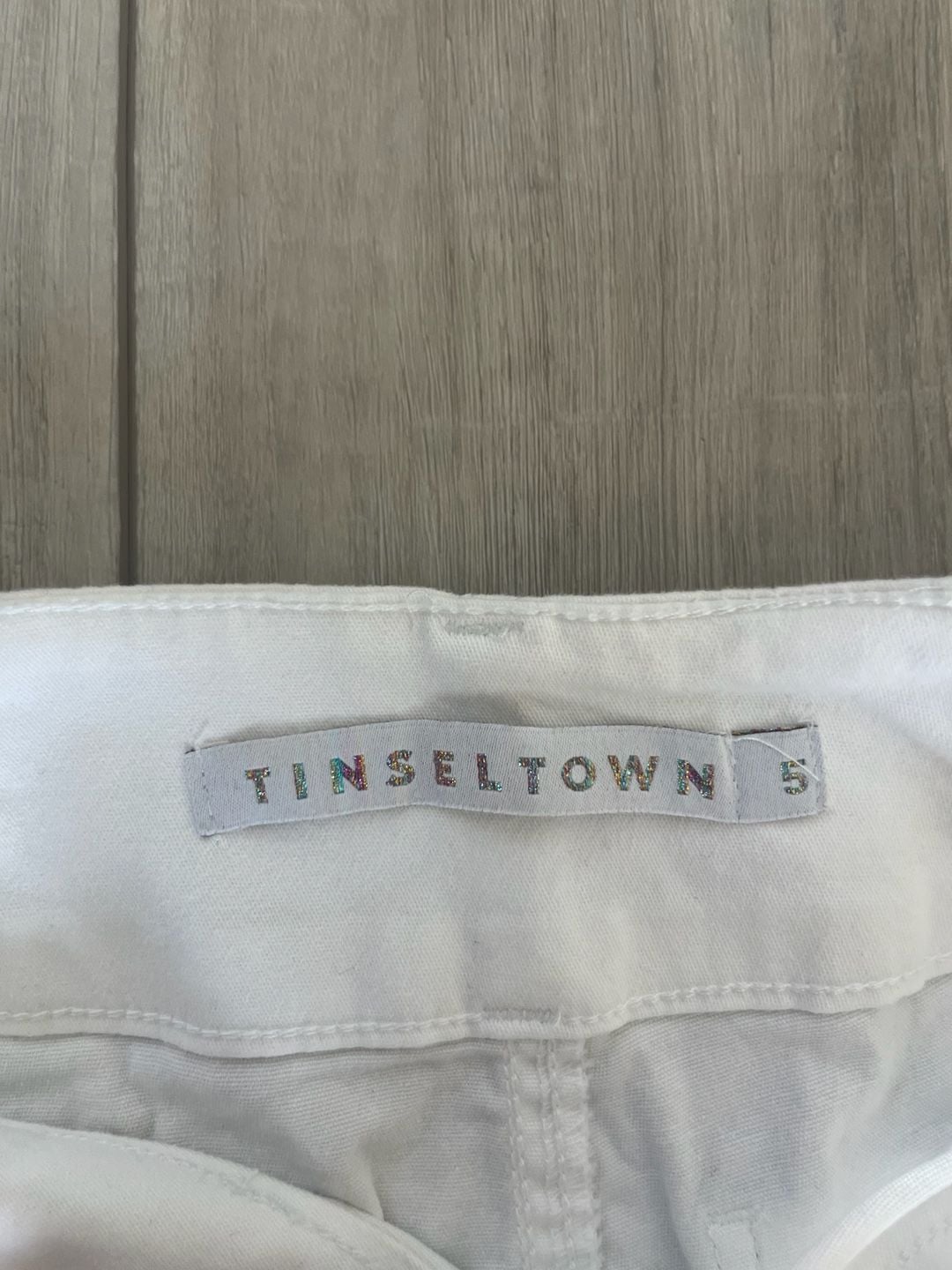 Tinseltown Flare Jeans Size 5 White Double Button Split Hem 4