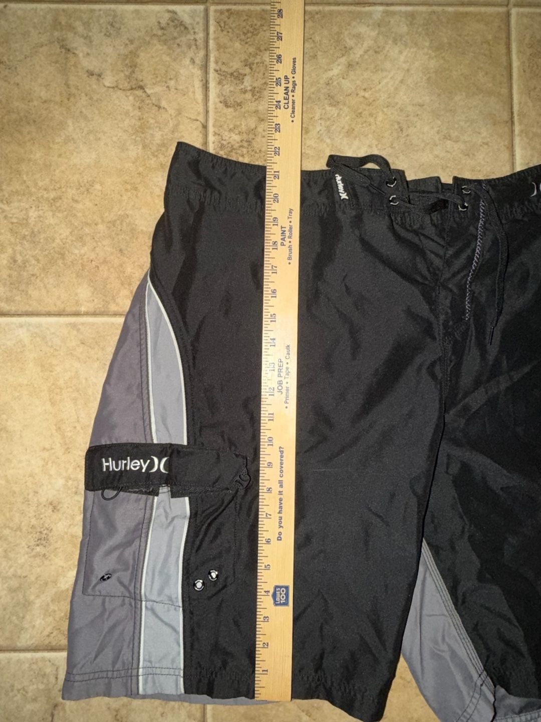 Hurley Board Shorts Size 36/L Black Gray Surf Swim Trunks 8