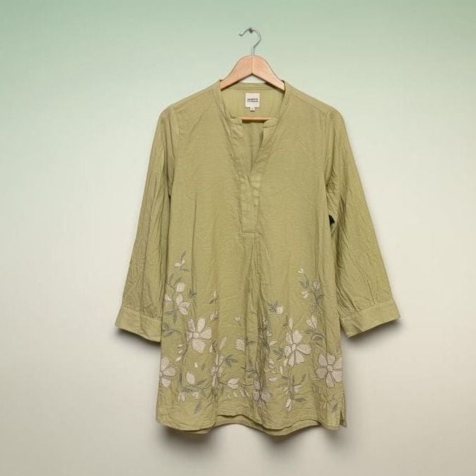 Akkriti By Pantaloons Embroidered Tunic Size XL Green 2