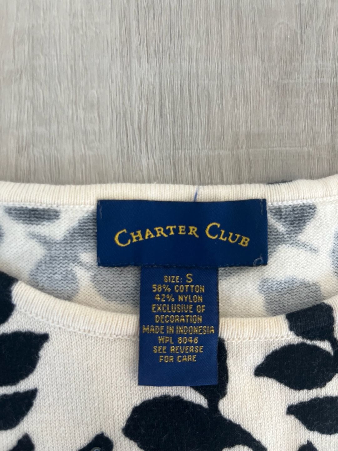 Charter Club Tank Top Size S Black Cream Floral Sequin Knit Sweater 4