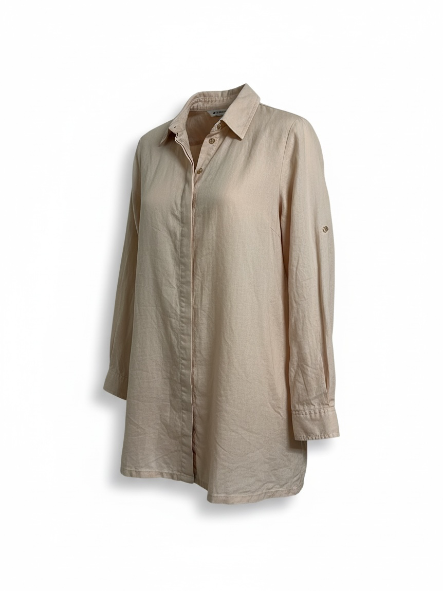 Donna Karan New York Linen Button Down Shirt Pink 7