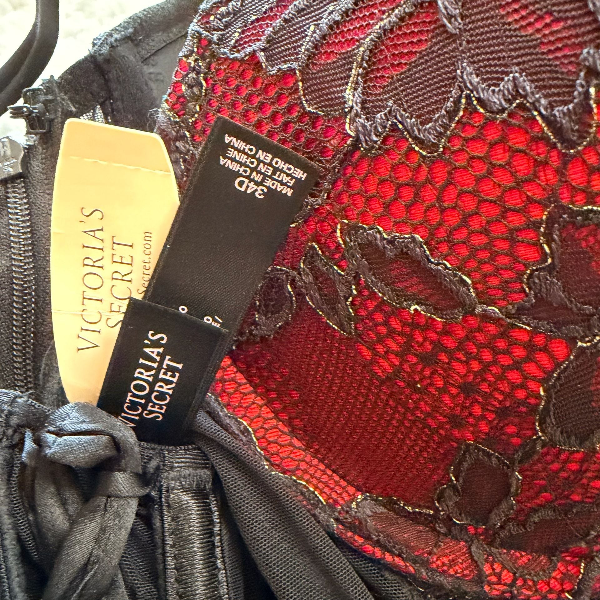 Victorias Secret Black and Red Pushup Bustier Corset 5