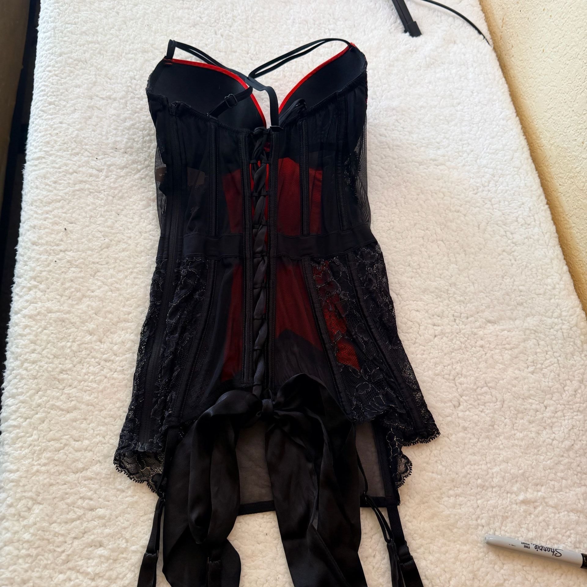 Victorias Secret Black and Red Pushup Bustier Corset 3